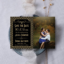  1920's Art Deco Gatsby trouwfoto Save The Date