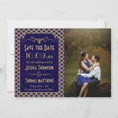  1920's Art Deco Gatsby trouwfoto Save The Date (Voorkant)