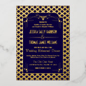  1920's Art Deco Gatsby trouwrepetitie Folie Uitnodiging (Voorkant)