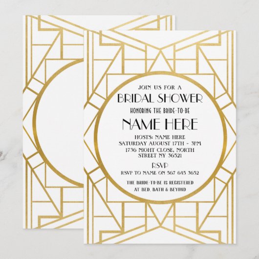 1920's Art Deco Gatsby Vrijgezellenfeest Party Uit Kaart (Voorkant / Achterkant)