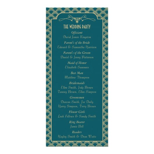 1920's Art Deco Gatsby Wedding Program Reclamekaart (Achterkant)