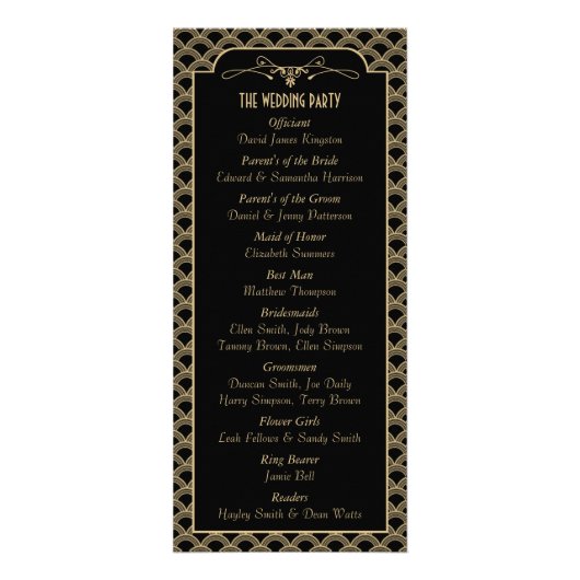  1920's Art Deco Gatsby Wedding Program Reclamekaart (Achterkant)