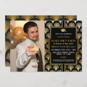 1920s Art Deco Gold Afstuderen Gatsby Party Foto Kaart (Voorkant / Achterkant)
