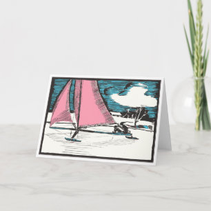 1920's Art Deco Holiday Ice Sailing Kaart Design
