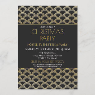 1920's Art Deco Kerst Gatsby Party Uitnodiging