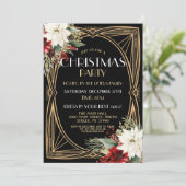 1920's Art Deco Kerst Uitnodiging Gatsby Feest Gou (Staand voorkant)