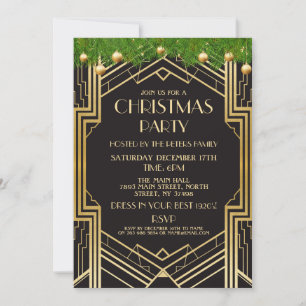 1920's Art Deco Kerstmis uitnodigen Gatsby Party G Kaart