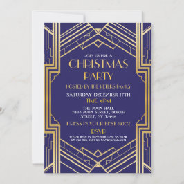 1920's Art Deco Kerstmis uitnodigen Gatsby Party G Kaart