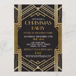 1920's Art Deco Kerstmis uitnodigen Gatsby Party G Kaart