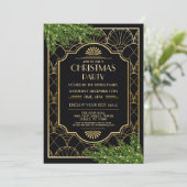 1920's Art Deco Kerstmis uitnodigen Gatsby Party G Kaart (Staand voorkant)