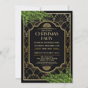 1920's Art Deco Kerstmis uitnodigen Gatsby Party G Kaart