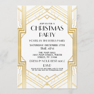 1920's Art Deco Kerstmis uitnodigen Gatsby Party G Kaart