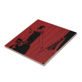 1920s Art Deco Mode Show Model Red Tegeltje (Zijkant)