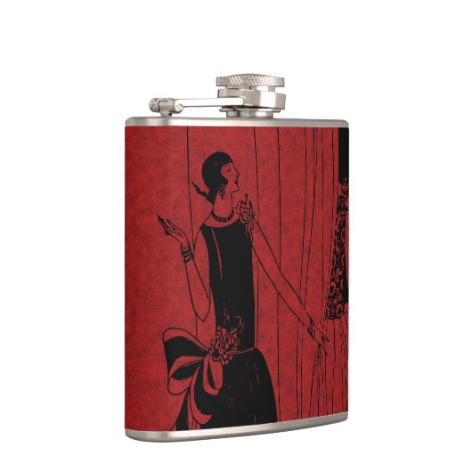 1920s Art Deco Mode Show Rood en Zwart Heupfles (Rechts)