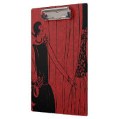 1920s Art Deco Moderne Rode Modellen op Modeshow Klembord (Links)