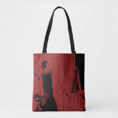 1920s Art Deco Modeshow Model Rood Tote Bag (Voorkant)