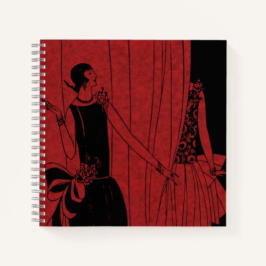 1920s Art Deco Red Fashion Design Sketch Notitieboek (Voorkant)