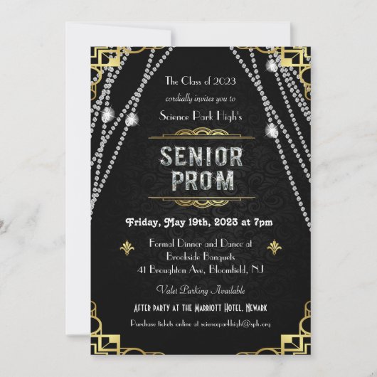 1920s Art Deco Senior Prom Uitnodiging (Voorkant)