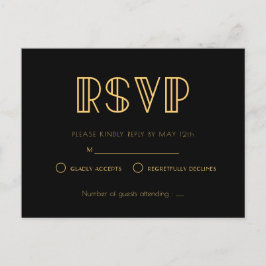 1920s art deco single wedding RSVP Briefkaart