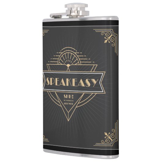 1920s Art Deco Speakeasy Hip Flask Heupfles (Links)