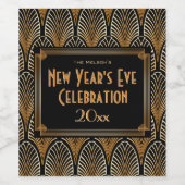 1920s Art Deco Stijl Elegant Nieuwjaar Wijn Etiket (Enkel label)