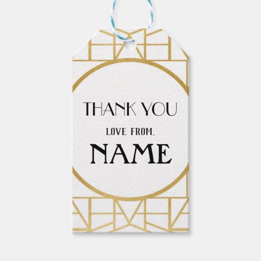 1920's Art Deco Verjaardag Gatsby Dank u Labels 20 Cadeaulabel (Voorkant)