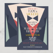 1920's Art Deco Verjaardag Gatsby Murder Mystery Kaart (Voorkant / Achterkant)