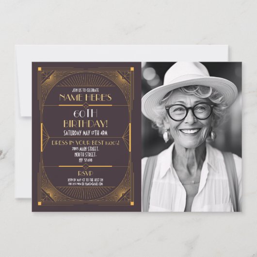 1920's Art Deco Verjaardag Gatsby Party Foto Kaart (Voorkant)