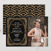 1920's Art Deco Verjaardag Gatsby Party Gouden Fot Kaart (Voorkant / Achterkant)