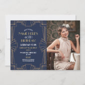 1920's Art Deco Verjaardag Gatsby Party Marine Fot Kaart (Voorkant)