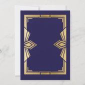1920's Art Deco Verjaardag Nodig Gatsby Party Navy Kaart (Achterkant)