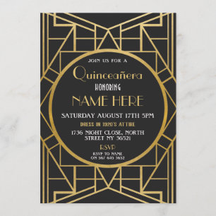 1920's Art Deco Verjaardag Quinceanera Gatsby Part Kaart