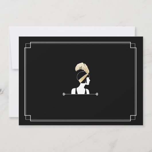 1920's Art Deco Verjaardag uitnodigen Gatsby Meisj Kaart (Achterkant)