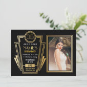 1920's Art Deco Verjaardagsfeest Foto Nodig Gatsby Kaart (Staand voorkant)