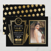 1920's Art Deco Verjaardagsfeest Foto Nodig Gatsby Kaart (Voorkant / Achterkant)