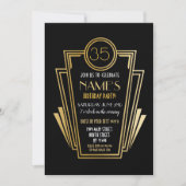 1920's Art Deco Verjaardagsfeest Gold Nodig Gatsby Kaart (Voorkant)