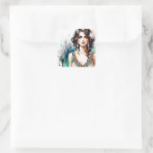1920s Art Deco Vrouw Vierkante Sticker (Tas)