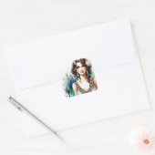 1920s Art Deco Vrouw Vierkante Sticker (Envelop)