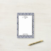 1920s Art Deco Witte pijlpunten Navy Blue Post-it® Notes (Op bureau)