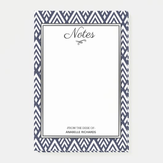 1920s Art Deco Witte pijlpunten Navy Blue Post-it® Notes (Voorkant)