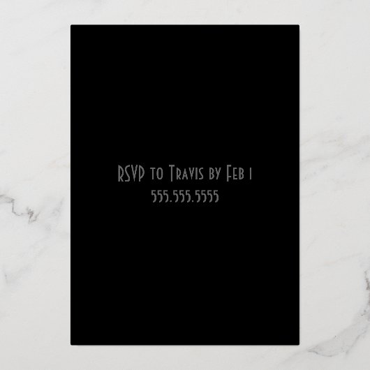 1920s Art Deco Zwart & Goud 40e Verjaardagsfeest Folie Uitnodiging (Achterkant)