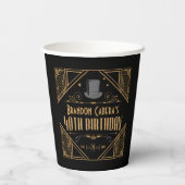 1920s Art Deco Zwart & Goud 40e Verjaardagsfeest Papieren Bekers (Achterkant)