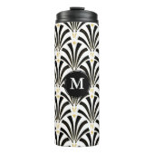 1920s Art Deco Zwart-wit Palmettos | Monogram Thermosbeker (Voorkant)