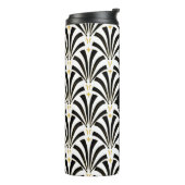 1920s Art Deco Zwart-wit Palmettos | Monogram Thermosbeker (Gedraaid links)