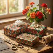 1920s Art Nouveau Geraniums -  Bloemen Inpakpapier Vel