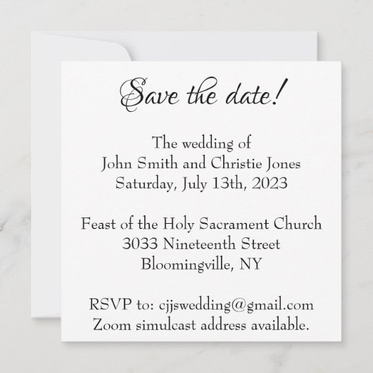  1920s Bridal Bedankkaart (Achterkant)