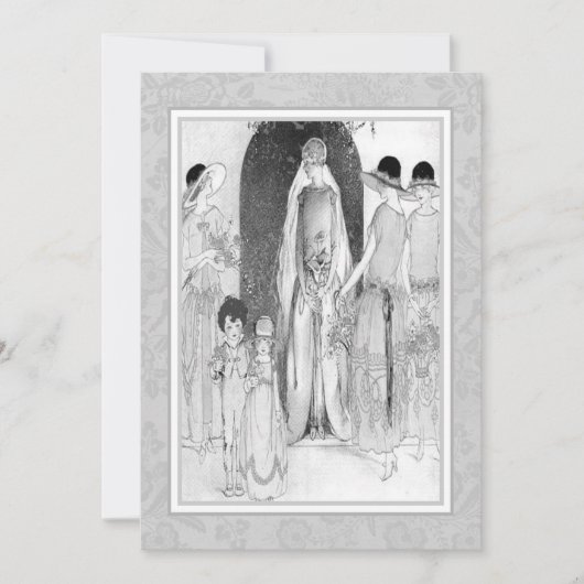  1920s Bridal Party Shower Grey and White Kaart (Voorkant)