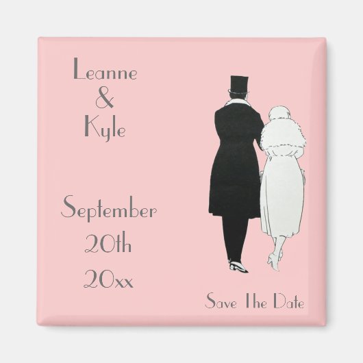 1920's bruiloft Save The Date Magneet (Voorkant)