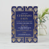 1920's Christmas Art Deco Gatsby Party Gold Fan Kaart (Staand voorkant)