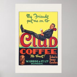 1920s Club Coffee Vintage Stijl Poster Klassiek